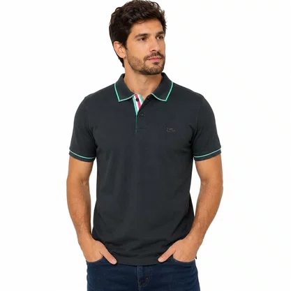Camisa Polo Masculina Sallo Slim Fit Chumbo 0071