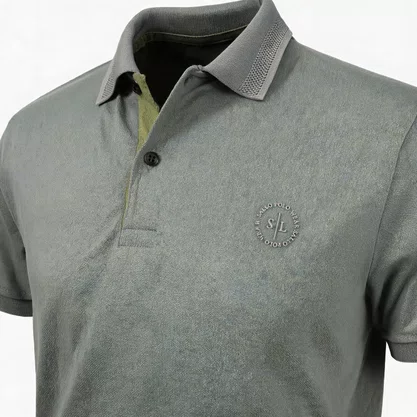 Camisa Polo Masculina Sallo Slim Fit Cinza 4711