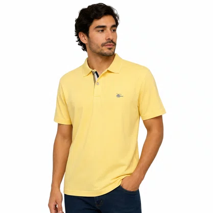 Camisa Polo Masculina Sallo Slim Fit Pérgula Amarela 0084