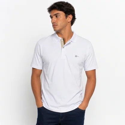 Camisa Polo Masculina Sallo Slim Fit Pérgula Branca 0084