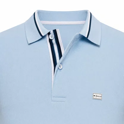 Camisa Polo Masculina Sallo Slim Fit Piquet Azul Claro 0037