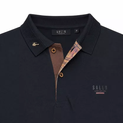 Camisa Polo Masculina Sallo Slim Fit Preta 0056