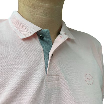 Camisa Sallo Gola Polo Slim Básica Rosa 4711