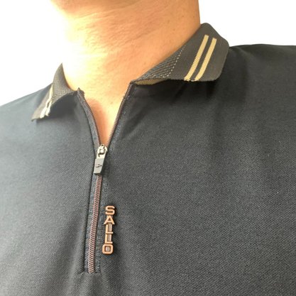 Camisa Sallo Gola Polo Slim Preta 7538