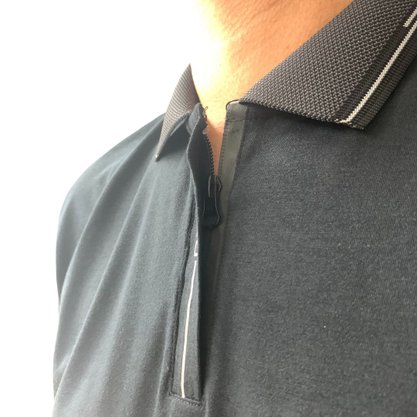 Camisa Sallo Gola Polo Slim Preta com Azul 7169