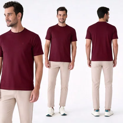 Camiseta Masculina Fideli Slim Bordô TR00405023
