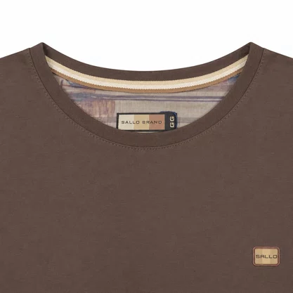 Camiseta Masculina Sallo Slim Brand Marrom 0044