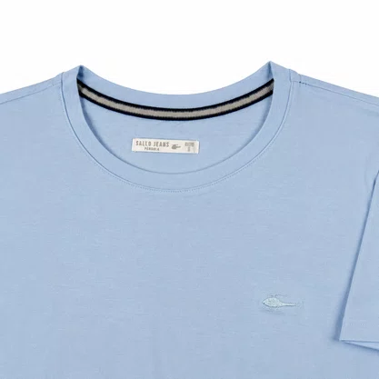 Camiseta Masculina Sallo Slim Fit Azul Claro 1157