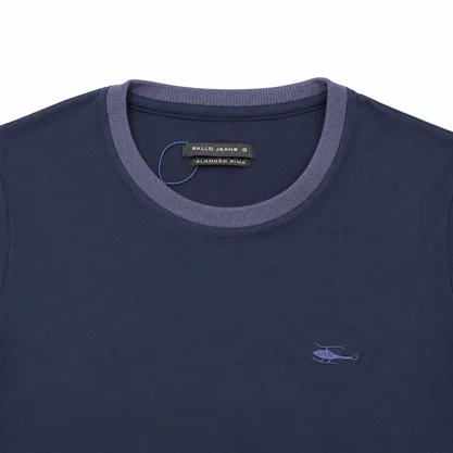 Camiseta Masculina Sallo Slim Fit Marinho 8176 Algodão Peruano