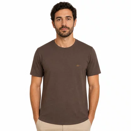 Camiseta Masculina Sallo Slim Fit Marrom 1157