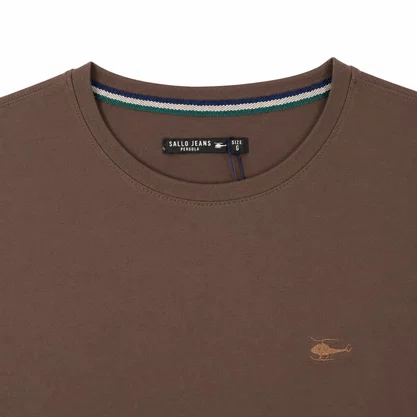 Camiseta Masculina Sallo Slim Fit Marrom 1157