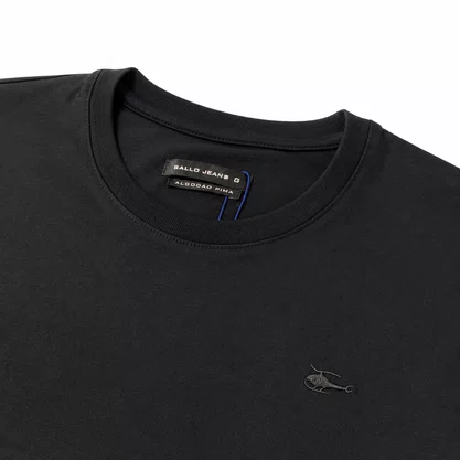 Camiseta Masculina Sallo Slim Fit Preta 8176 Algodão Peruano