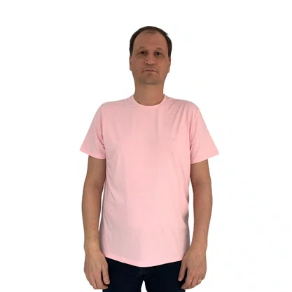 Camiseta Sallo Slim Manga Curta Rosa 1157