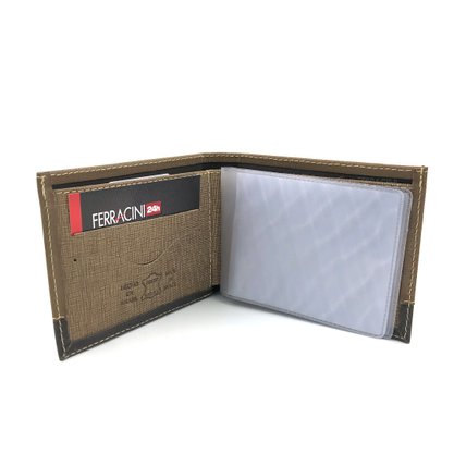 Carteira Ferracini Couro Natural Areia Jeans 024