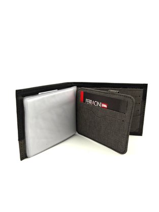 Carteira Ferracini Couro Natural Jeans Preto/Marrom 14