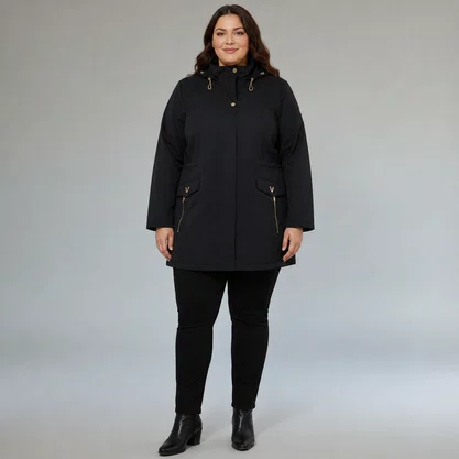 Casaco Feminino Plus Size Parca Leve Alpelo Preto 21600047