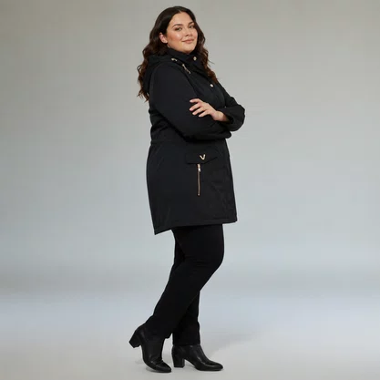 Casaco Feminino Plus Size Parca Leve Alpelo Preto 21600047