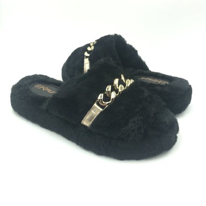 Chinelo de Quarto Katurê Feminino Flat Form Preto 445
