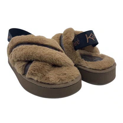 Chinelo de Quarto Katurê Feminino Flatform Pelo Marrom 449