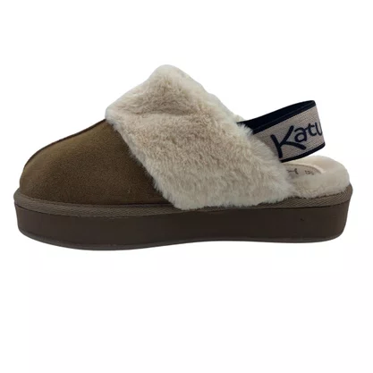 Chinelo de Quarto Katurê Feminino Flatform Pelo Marrom 450