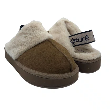 Chinelo de Quarto Katurê Feminino Flatform Pelo Marrom 450