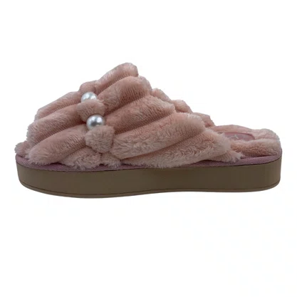 Chinelo de Quarto Katurê Feminino Flatform Pelo Rosa 447