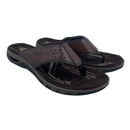 Chinelo Masculino Pegada Couro Marrom 131663