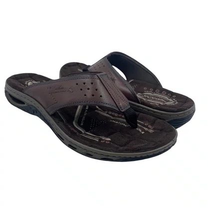 Chinelo Masculino Pegada Couro Marrom 131663