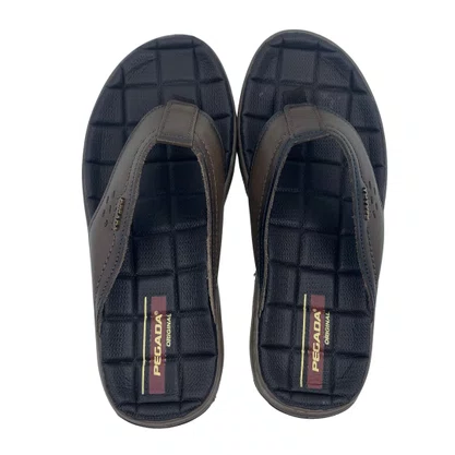 Chinelo Masculino Pegada Couro Marrom 133235