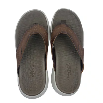 Chinelo Masculino Pegada Couro Marrom 134701