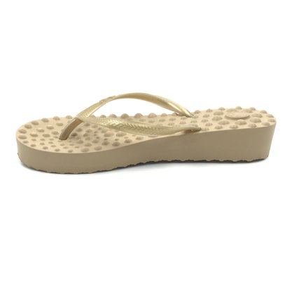 Chinelo Ortho Pauher Flyfeet Relax Anabela Bege AC058