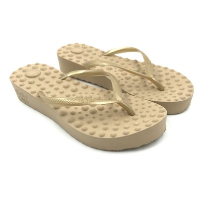 Chinelo Ortho Pauher Flyfeet Relax Anabela Bege AC058