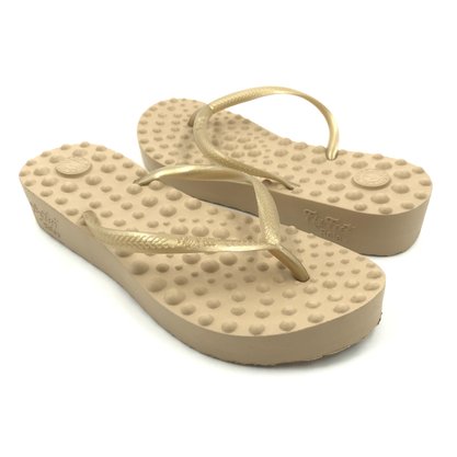 Chinelo Ortho Pauher Flyfeet Relax Anabela Bege AC058