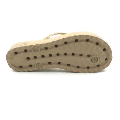 Chinelo Ortho Pauher Flyfeet Relax Anabela Bege AC058