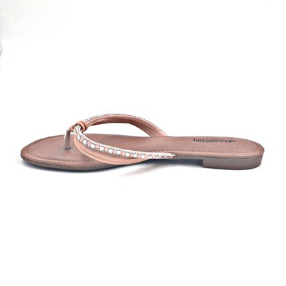 Chinelo Rasteira Mississipi Com Pedraria Rosê 5041