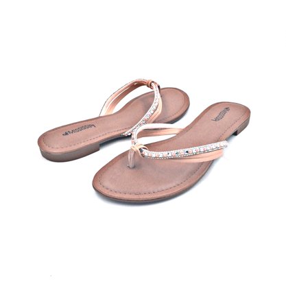 Chinelo Rasteira Mississipi Com Pedraria Rosê 5041