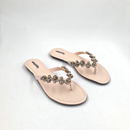 Chinelo Rasteira Mississipi Pedrarias Baunilha 5061