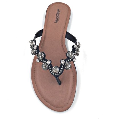 Chinelo Rasteira Mississipi Pedrarias Preto 5061