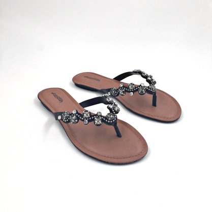 Chinelo Rasteira Mississipi Pedrarias Preto 5061