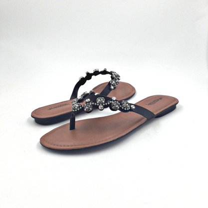Chinelo Rasteira Mississipi Pedrarias Preto 5061