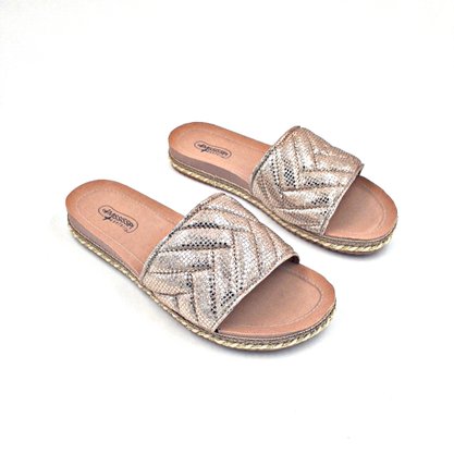 Chinelo Slide Mississipi Tecido Ouro Conforto 5252