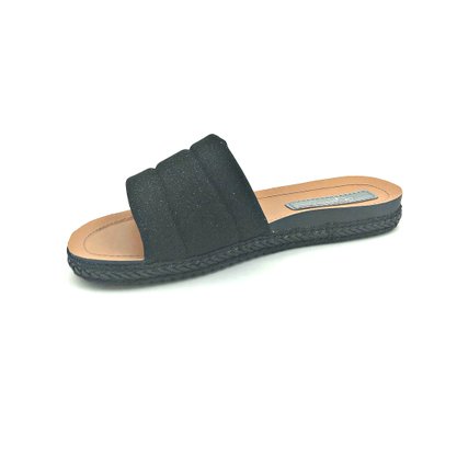 Chinelo Slide Mississipi Tecido Preto Conforto Q3393