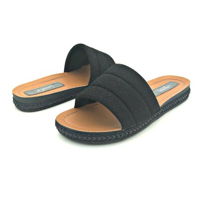 Chinelo Slide Mississipi Tecido Preto Conforto Q3393