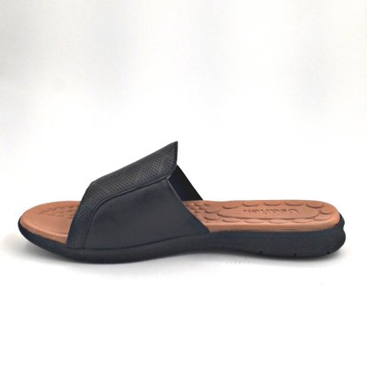 Chinelo Slide Usaflex Couro Preto Para Joanete 0303