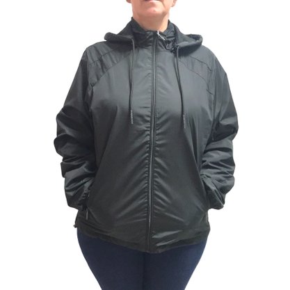 Corta Vento Dunialin Plus Size com Capuz Removível Preta 2237