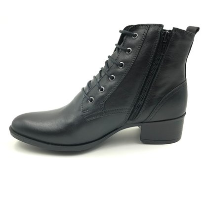 Coturno Comfort Plus Couro Salto Baixo Preto 2916
