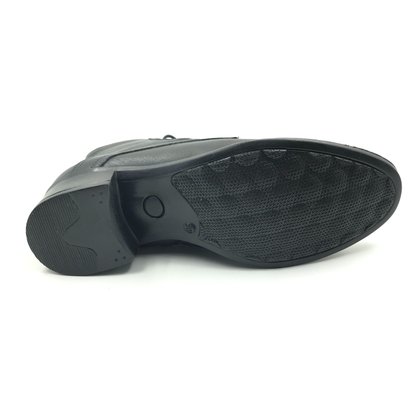 Coturno Comfort Plus Couro Salto Baixo Preto 2916