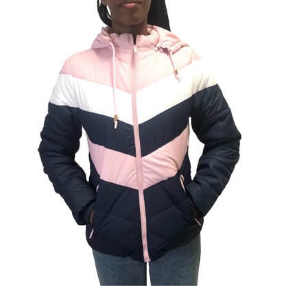 Jaqueta Dunialin Forro com Pelo Azul com Rosa 2201