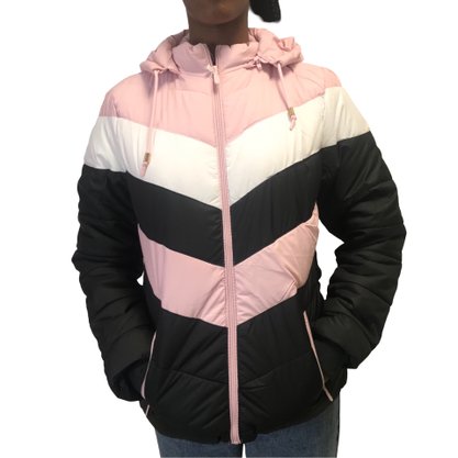Jaqueta Dunialin Forro com Pelo Preta com Rosa 2201