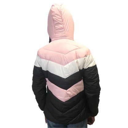 Jaqueta Dunialin Forro com Pelo Preta com Rosa 2201
